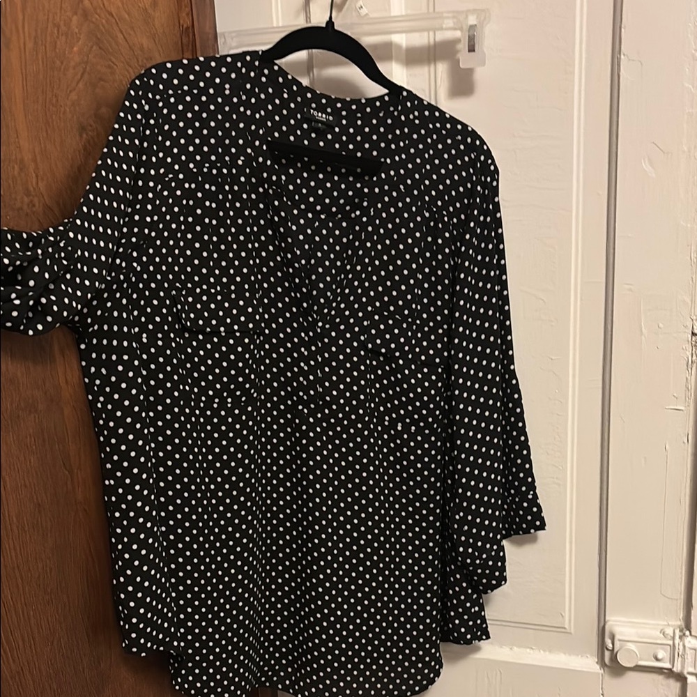 Torrid Harper Black Blouse with White Polka Dots